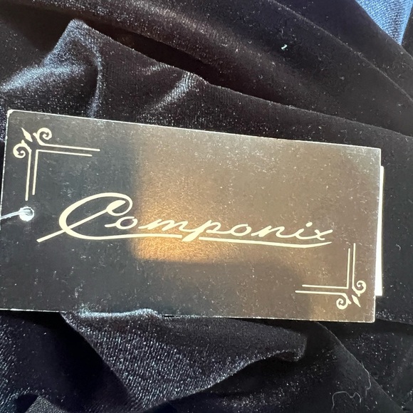 Componix NWT Black Velvet Sleeveless Sheath Dress with Pink Lining Floral Size L - Picture 4 of 5